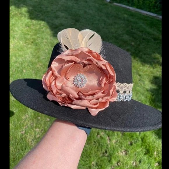 Embellished Black Felt Fedora main image 4